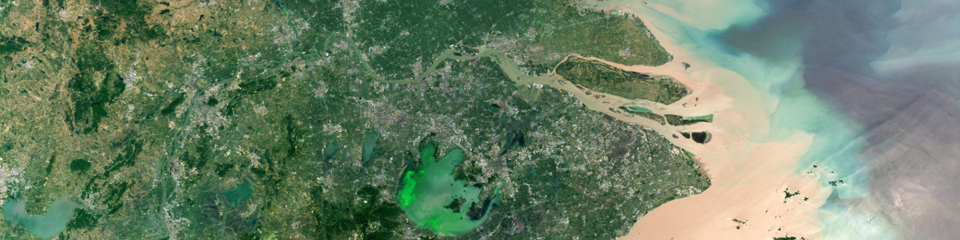 satellite view of river outflow