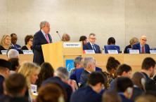 Geneva, Switzerland, February 24, 2025: UN Secretary-General António Guterres addresses the high-level segment of the 58th session of the Human Rights Council at the United Nations in Geneva.