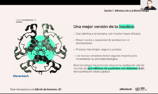 Daniel Domínguez delivers one of the online lessons for the Genome Editing webinar